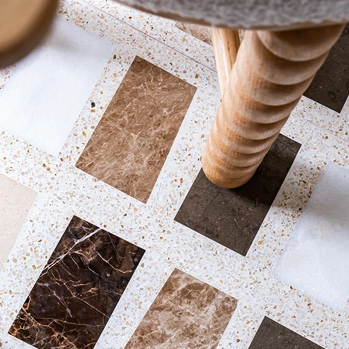 Brown geometric Terrazzo floor